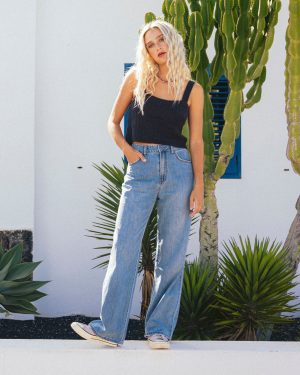 Washed By The Sun Denim Pants - Cali Blue