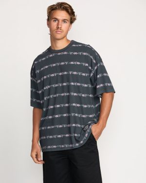 Raging Bull Stripe Tee - Washed Black