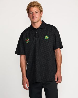 Billabong x Mami Wata Black Star Surf Club Short Sleeve Polo Shirt - Black