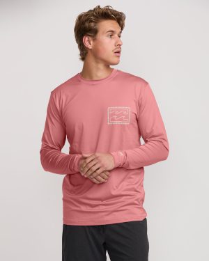 Crayon Wave Loose Fit Long Sleeve Surf Tee - Dusty Pink