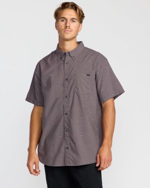 All Day Jacquard Short Sleeve Shirt - Gray Violet