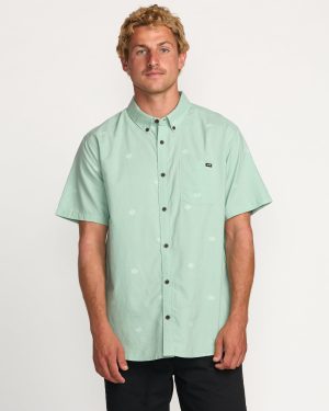 All Day Jacquard Short Sleeve Shirt - Seafoam
