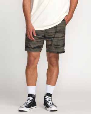 Surftrek Perforated Elastic 17 Hybrid Shorts - Dark Military