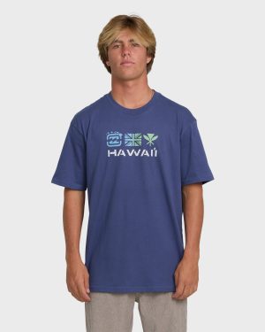Kahili Hawaii Regular Tee - Washed Blue