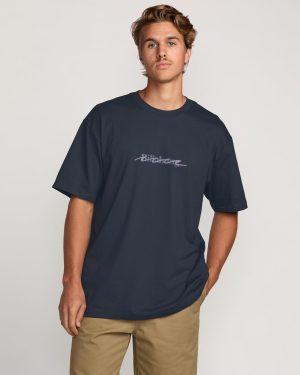 Triple Up Regular Tee - Aged Indigo