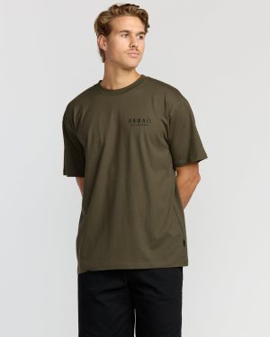 Skull Wave Hi Regular Short Sleeve T-Shirt - Military