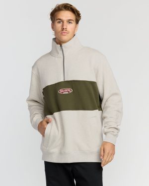 Bad Dog 3/4 Zip Mockneck Sweatshirt - Sand Htr