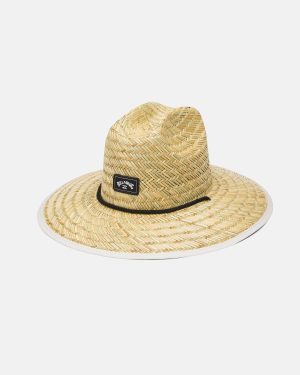 Tides Print Straw Hat - Steel Blue