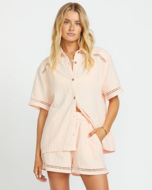 Summers End Short Sleeve Shirt - Soft Peach