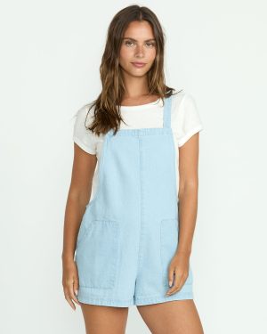 Beach Crush Denim Shortalls - Salt Blue