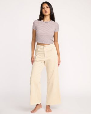 Free Fall High-Waist Cord Pants - Whitecap