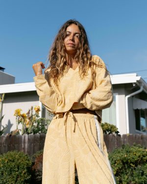 Sun Palm Terry Pullover Sweatshirt - Gold Coast