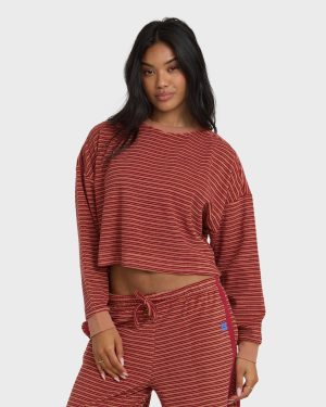 Waves For Days Terry Crewneck Sweatshirt - Rose Brown