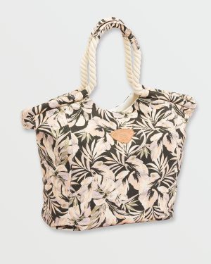 Rope Tote Bag - Black Floral