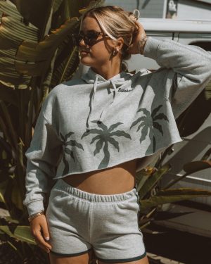 Triple Palms Hoodie - Heather Grey