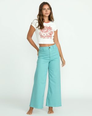 Free Fall High-Waist Pants - Misty Blue