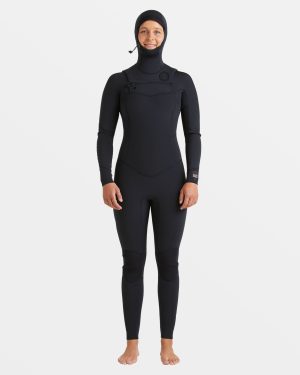 4/3mm Salty Dayz Natural Upcycler GBS Chest Zip Hooded Wetsuit - Black