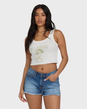 Hula Club Rj Tank Top - Salt Crystal