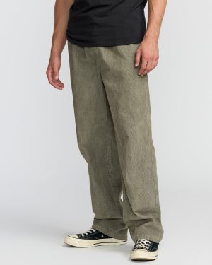 Larry Elastic Waist Corduroy Pants - Green Ash