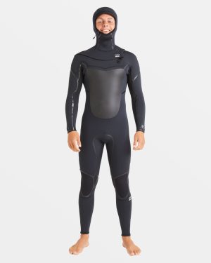 5/4mm Absolute Natural+ Upcycler Welded Chest Zip Hooded Wetsuit - Black