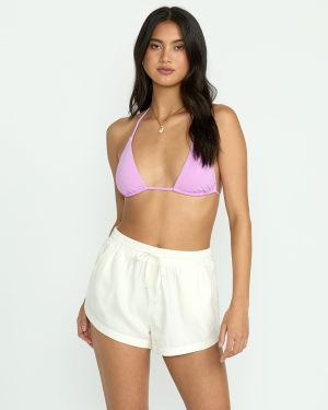 Road Trippin Elastic Waist Shorts - Salt Crystal