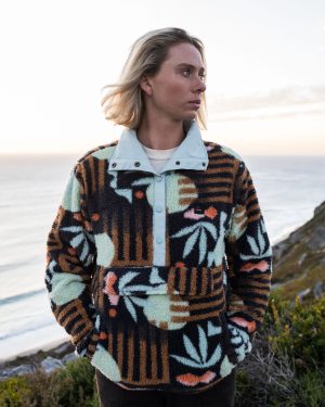 Switchback Mock Neck Fleece - Black Multi